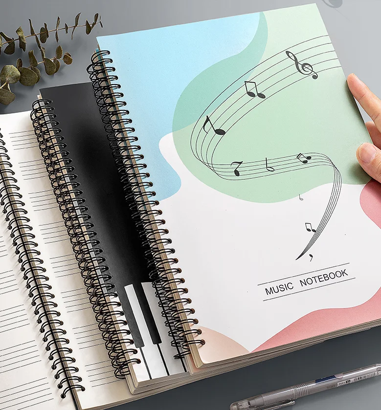 Factory wholesale hot sell music subject colored spiral wire  o  exercise composition book journal notebook (1600342375847)