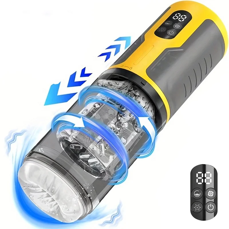 Automatic Man Masturbator Machine 7 Thrusting Rotating Licking Modes LED Display Pussy Stroker Penis Pump Sex Toys For Men