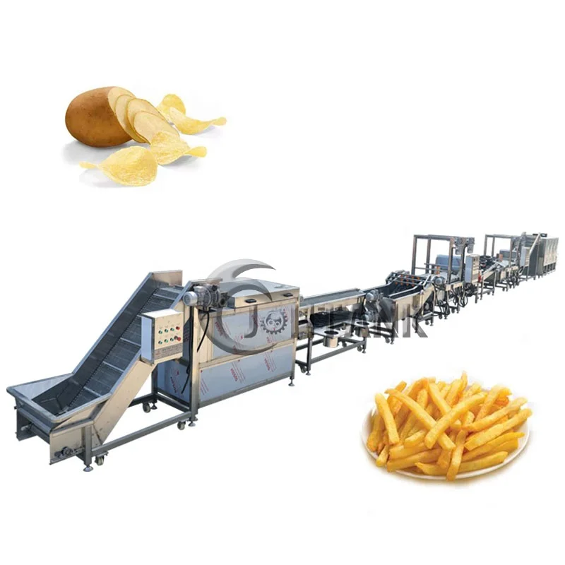 Potatoes Fries Making Machines Full Automatic French Fries Production Line Potato Flakes Machinery With Finger Potato  Cutter