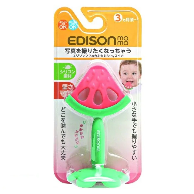 Japan Safe and secure silicon material food grade fruit watermelon teether for teething babies