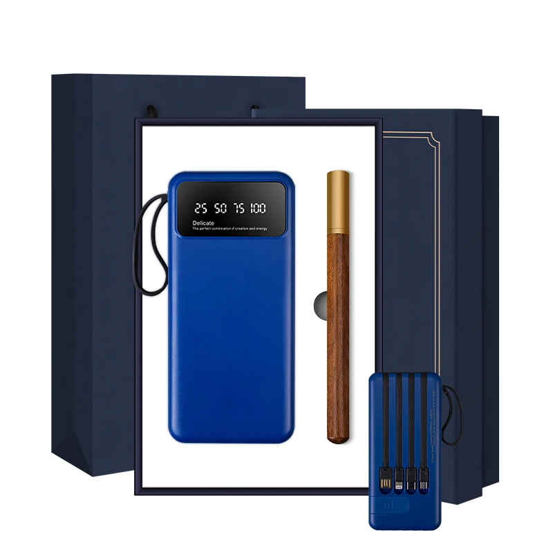 Горячий! Рекламный бизнес роскошный подарок power bank + деревянная ручка исполнительные комплекты на заказ корпоративный подарочный набор