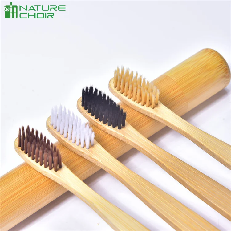 Custom Logo Replaceable Head Bamboo Toothbrush With Castor oil or Corn starch bristles
