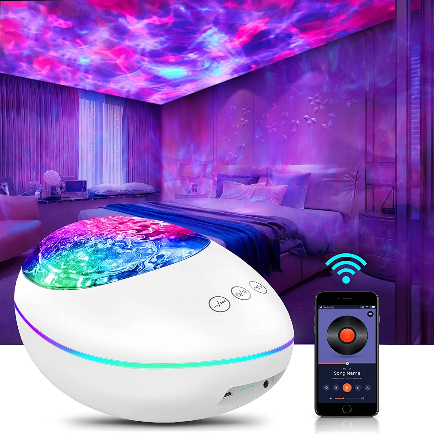 Star Galaxy Projector Night Light Ocean Wave Projector with White Noise Music Player Timer Color Changing Night Light Projector