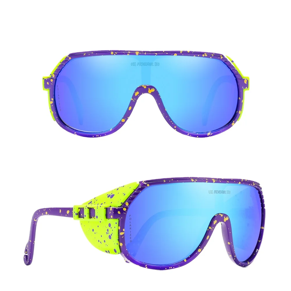 KDEAM polarized sunglasses, TAC one-piece sunglasses, TR outdoor sports glasses, side windproof riding glasses