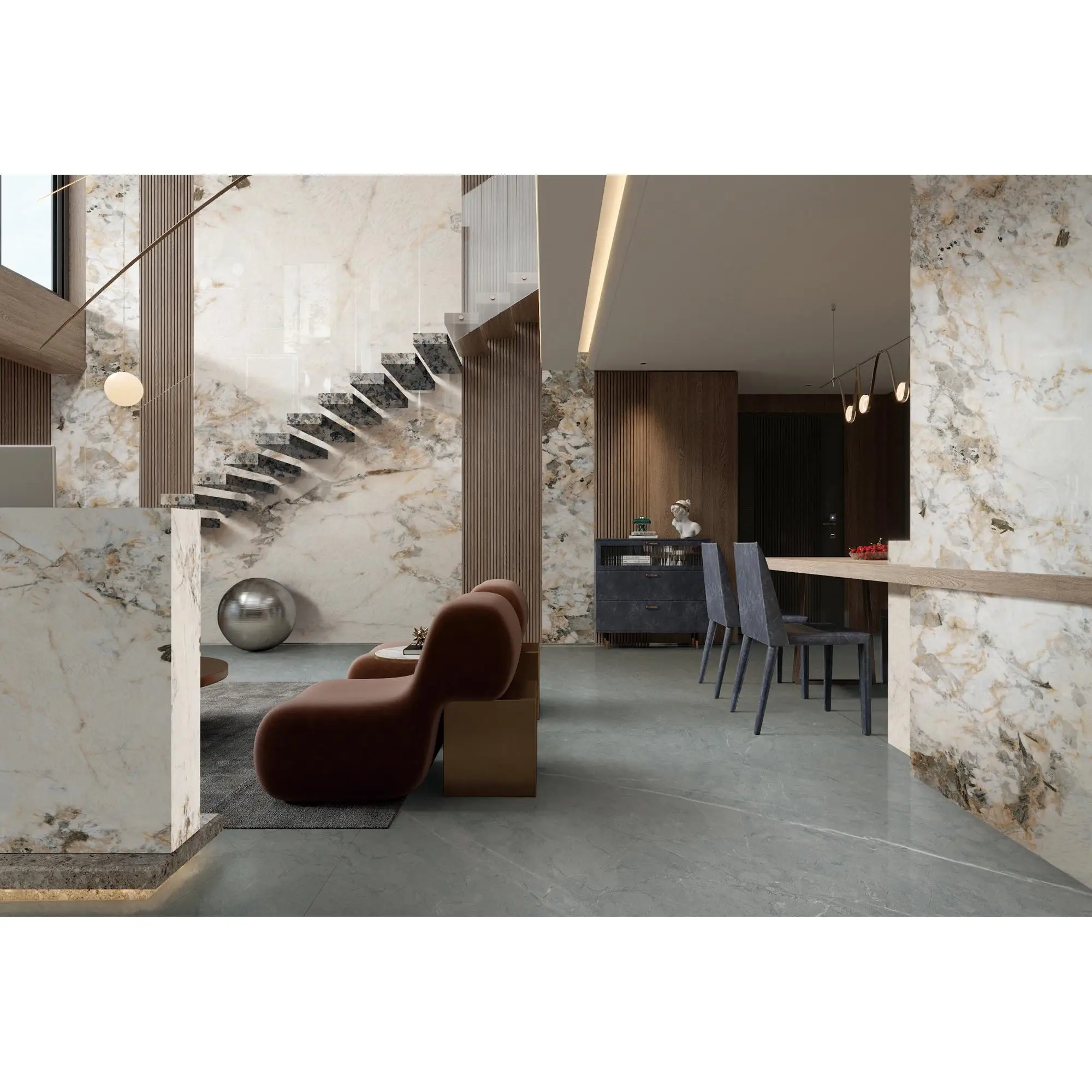 3200*160MM High Glossy Porcelain Tile Popular Design Marble Look Sintered Stone Slabs Living Room Staircase Wall Dining Flooring