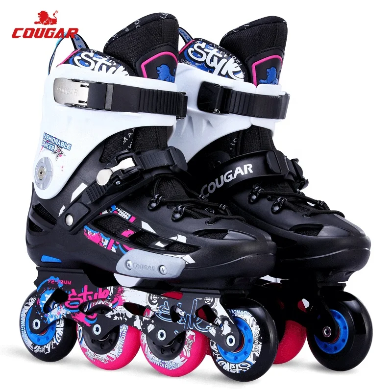 Fixed Size Cougar Four Wheel Slalom Freestyle High Quality Inline Roller Skates Boot