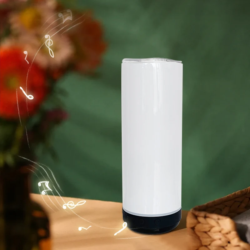 Small Pack US warehouse new arrival 20oz speaker tumbler with white/black/white and black mix wireless music speaker
