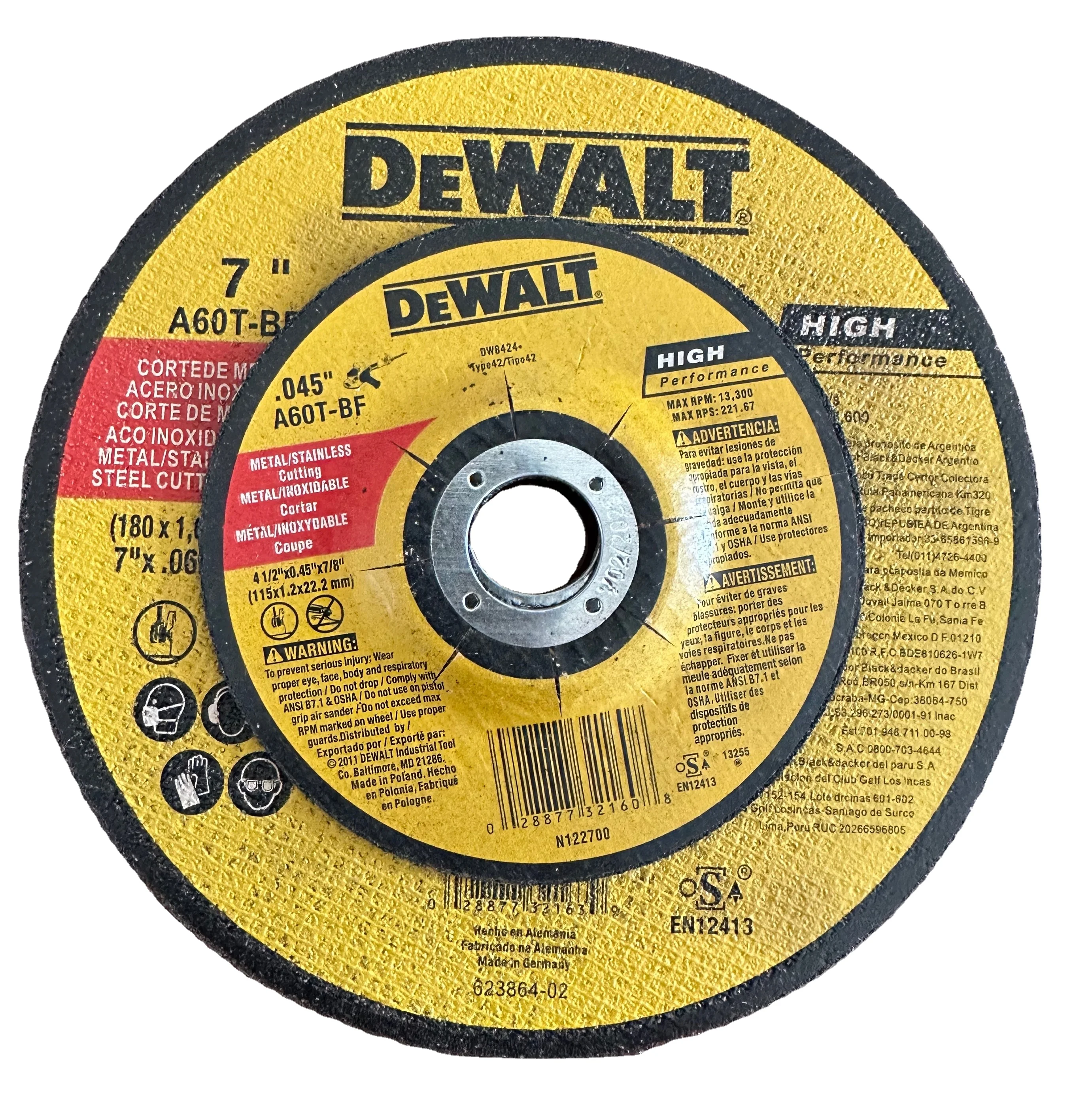 de walt  brand steel  cutting discs wheel