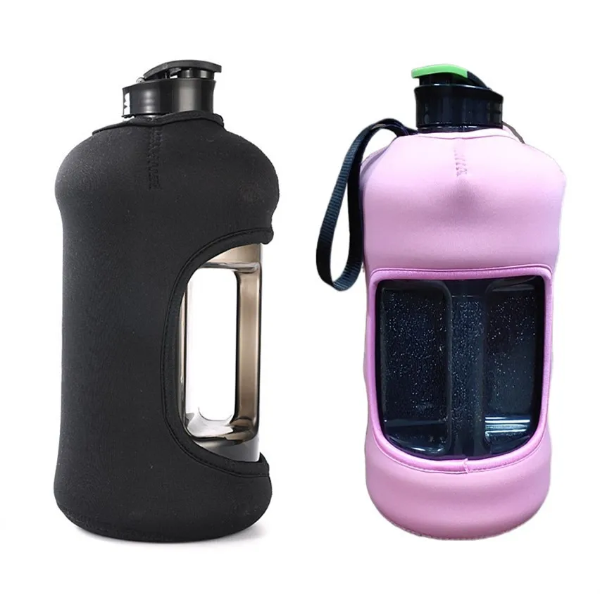 Custom 2.2L Half Gallon Insulated Neoprene Water Bottle Sleeves Covers Gallon Jug Carrying Handler