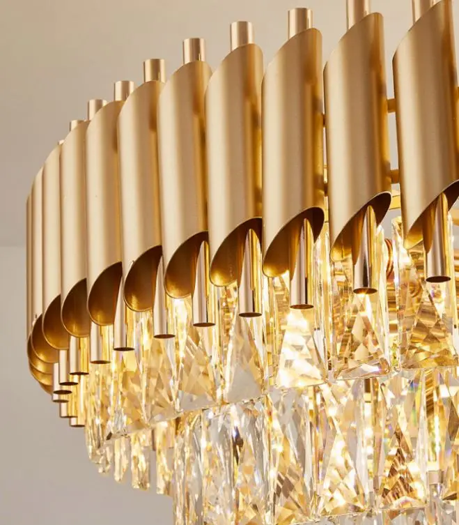 Luxury Round Indoor Egyptian Gold Oval Led Home Modern Crystal Chandeliers Hanging Light Hotel Foyer Staircase Designer