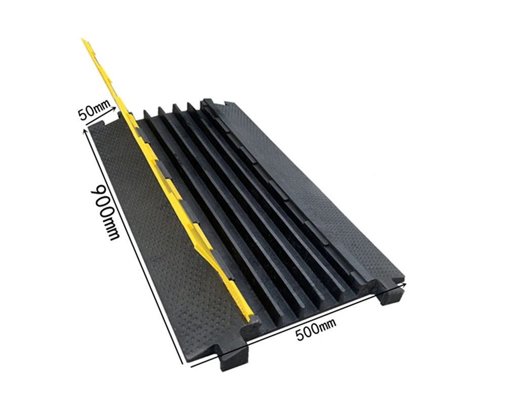 900*500*70mm 3-Channel Heavy Duty Speed Bump Cable Protector With Yellow PVC Cover