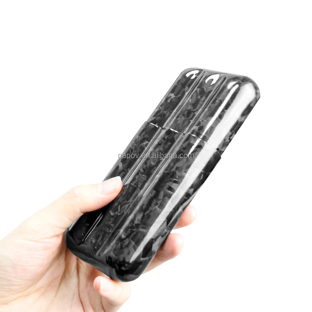 Factory 100% Forged Carbon Fiber 3 Tubes Holder Travel Cigar case for up to 57 Ring Gauge Cigars