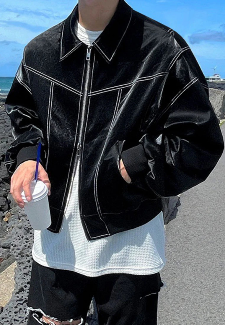 Sunnydaysweety Manufacturer Well Made American Cowhide Zipper Jacket Cropped Work Jacket for Mens