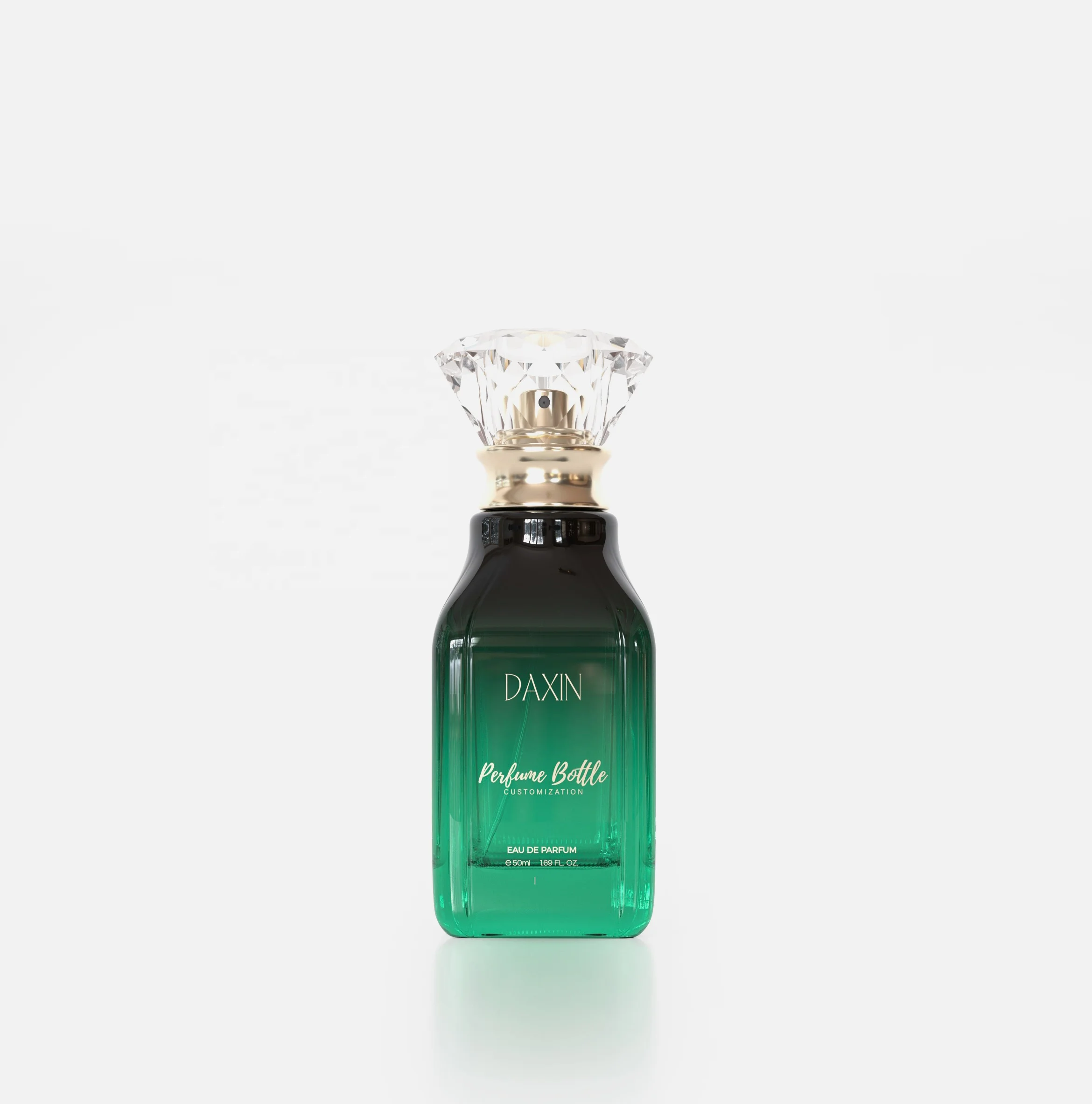 Design your own perfume bottle 50 ml square perfume bottle custom gradient black green / amber / white perfume glass bottle