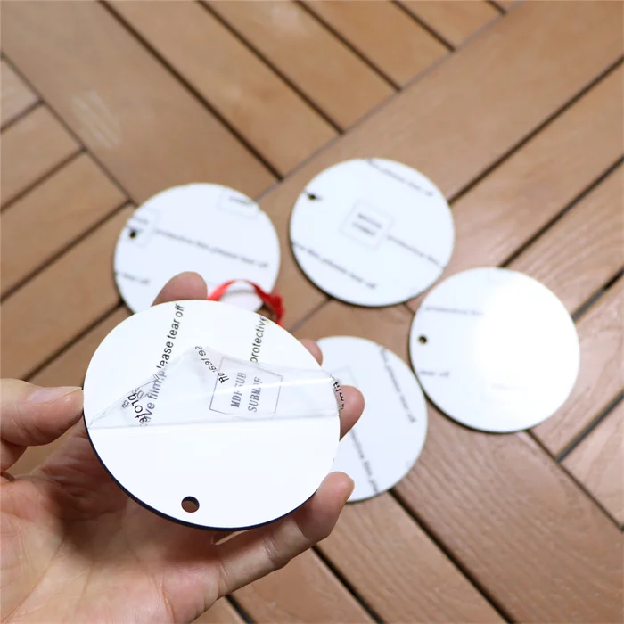 MDFSUB Personalized Hot Sales Xmas Decor Hanging 3 inch Round Wood White Blanks Sublimation MDF Ornament For Christmas