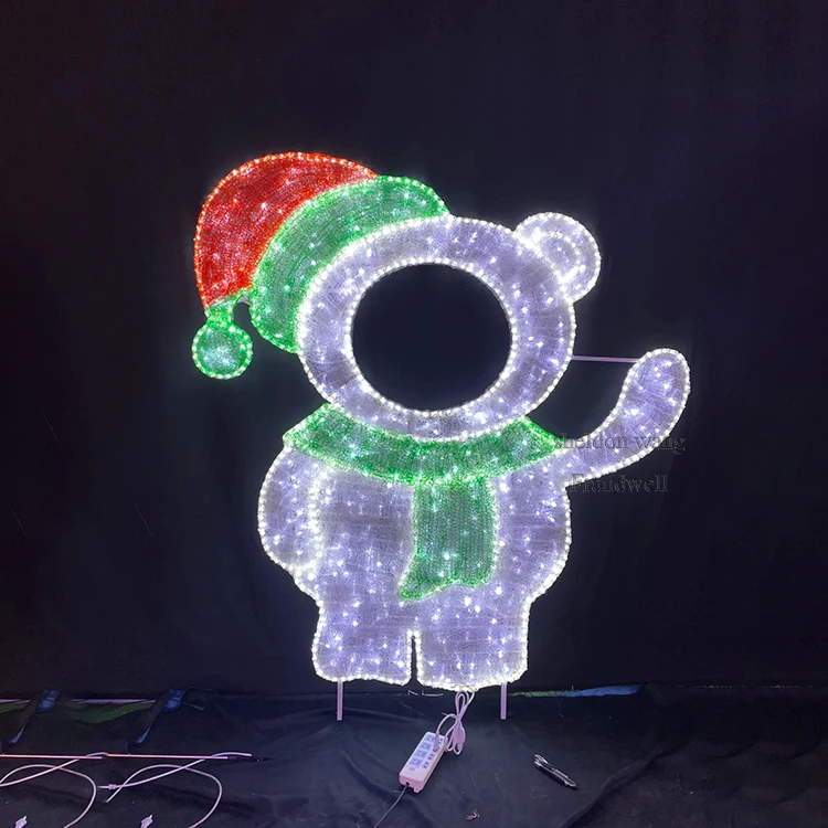 2D christmas penguin  photo frame/ outdoor IP65 penguin motif light props/ penguin picture frame for take picture