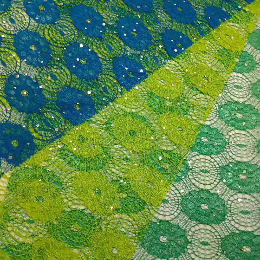 bridal lace fabric 3d lace nigeria african  style sequin net  cord lace fabric