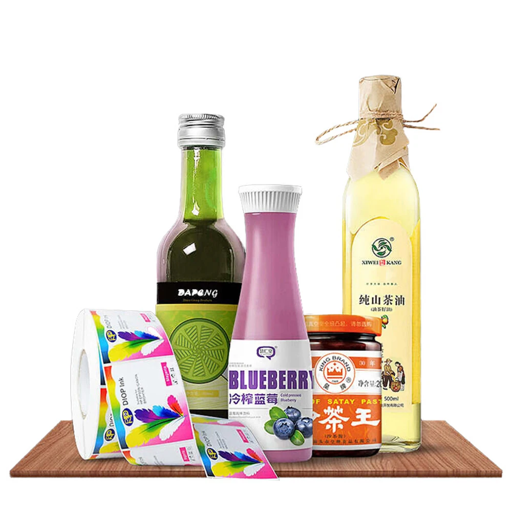 China factory wholesale different materials customized jelly food packaging labels roll sticker