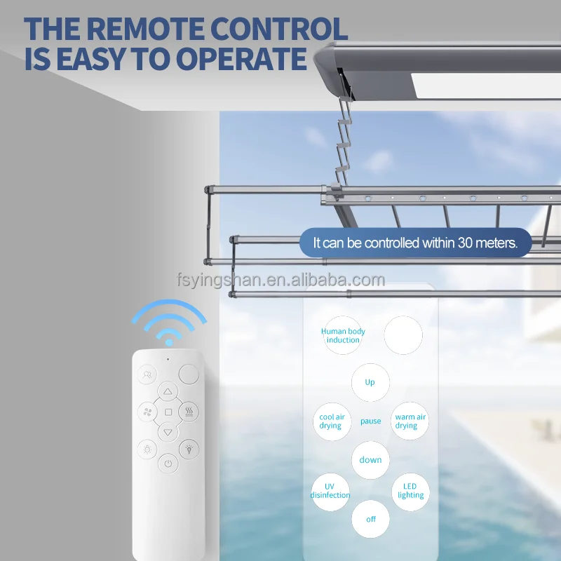 OEM Smart electric thermal dryer hanger air dry motorized clothes rack for clothes