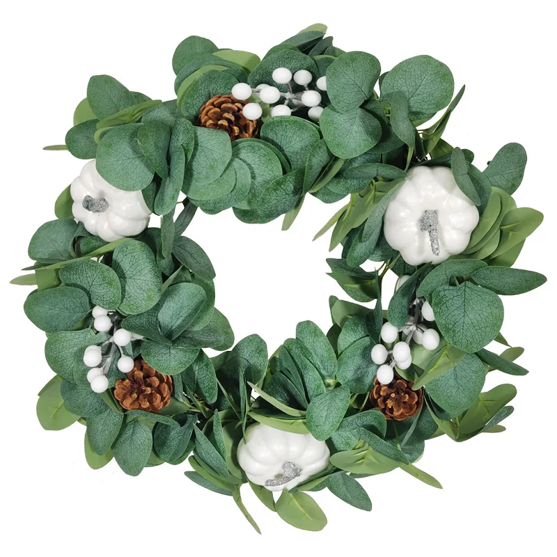 Supplies Wholesale 2021 All Seasons Round  Large Form  Home Eucalyptus Artificial Flowers Wreaths For Decoration