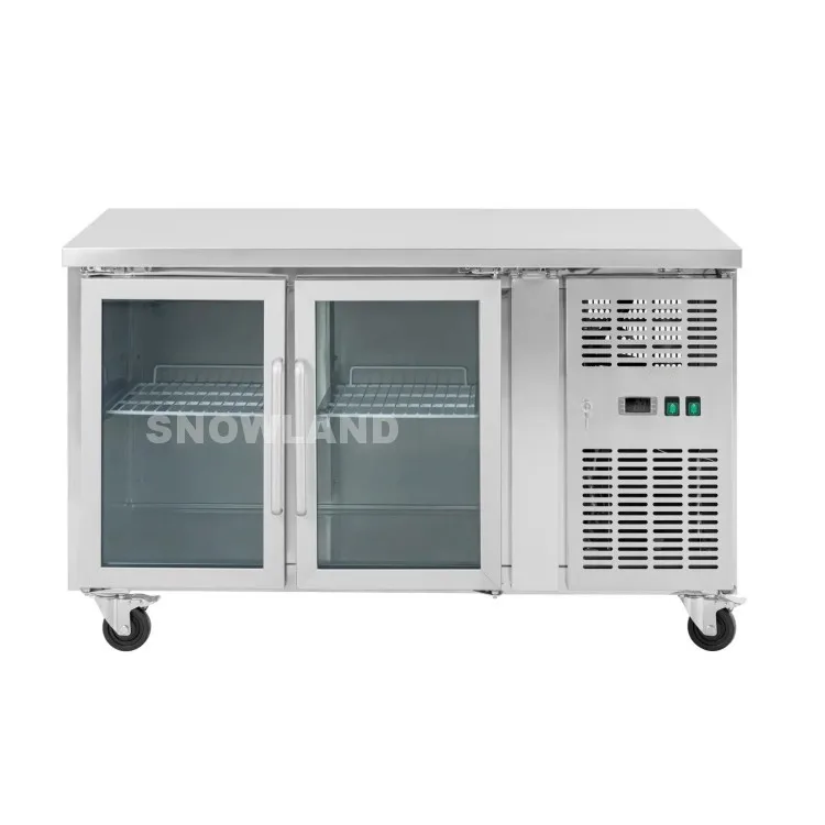 Commercial 2 Glass Door Back Bar Cooler Stainless Steel Undercounter Refrigerator