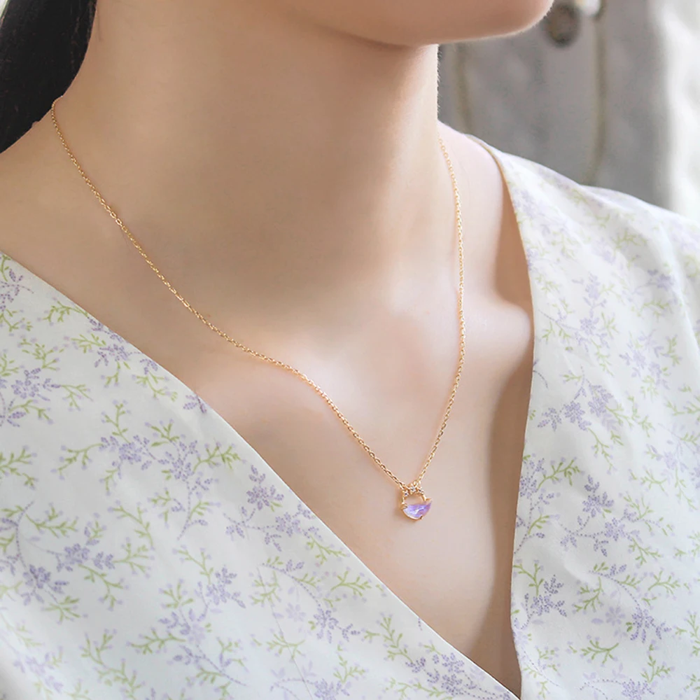 Joacii 925 стерлингового серебра 14K позолоченные камни круглые кварцевые полу круглый в форме звезды пустотелое ожерелье