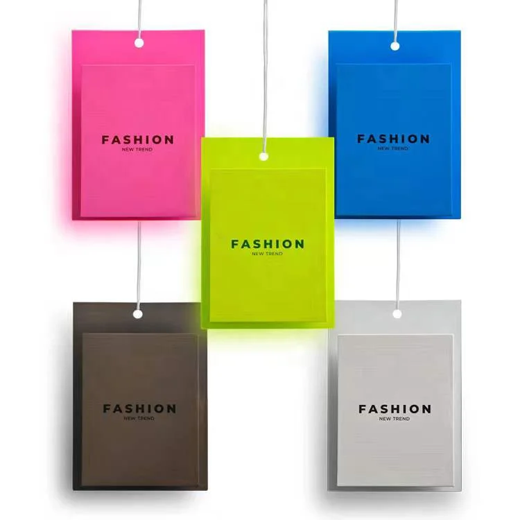 Custom Fashion Colorful Design swing hang tag label PVC plastic bag With String Tags Product Hangtag String