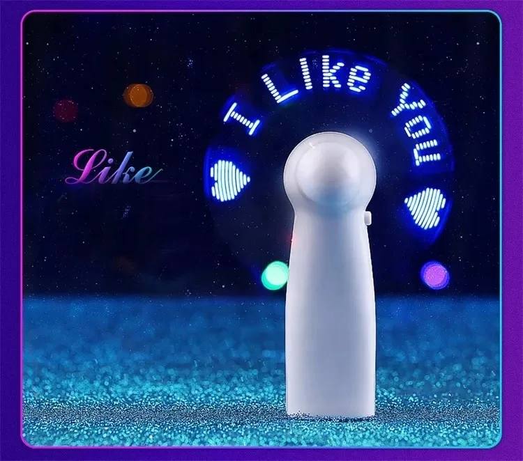 Оптовая продажа, свадьба, день Святого Валентина, портативный ручной вентилятор, креативный ручной охлаждающий вентилятор, пользовательский ручной мини-вентилятор со светодиодной подсветкой