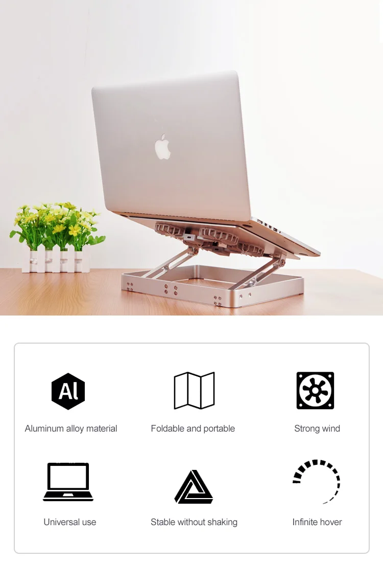 Universal Adjustable Bracket Vertical Laptop Stand With Multifunctional Storage And 2 Cooling Fans