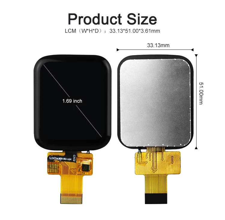 Polcd 1.69 inch 240*280 Normally Black 350 nit 18 Pin Touch Display IPS Small TFT LCD Panel