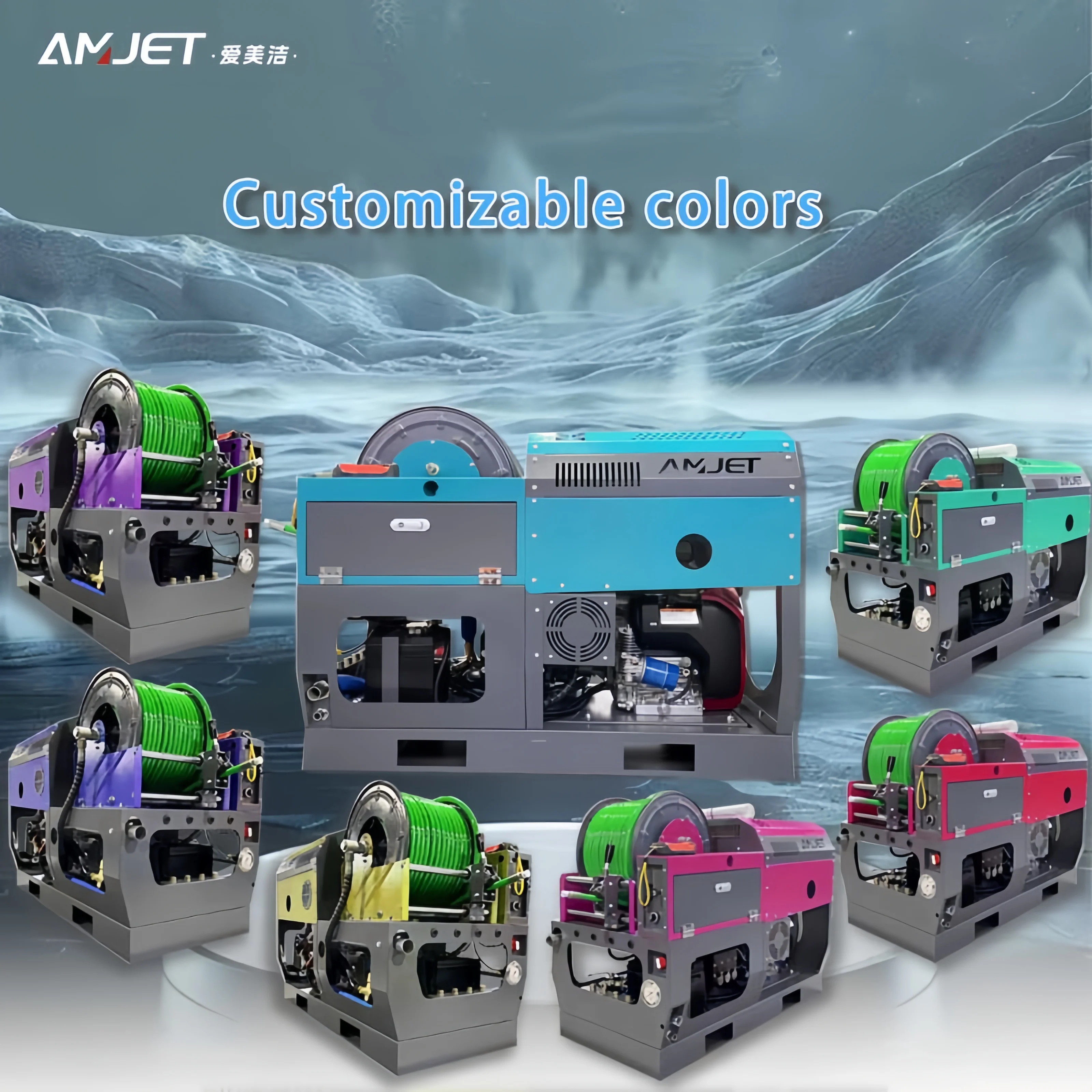 Double-bar edrain jetting machine 24HP pipe cleaning sewer jetting equipment  drain cleaning machine For pipe cleaners