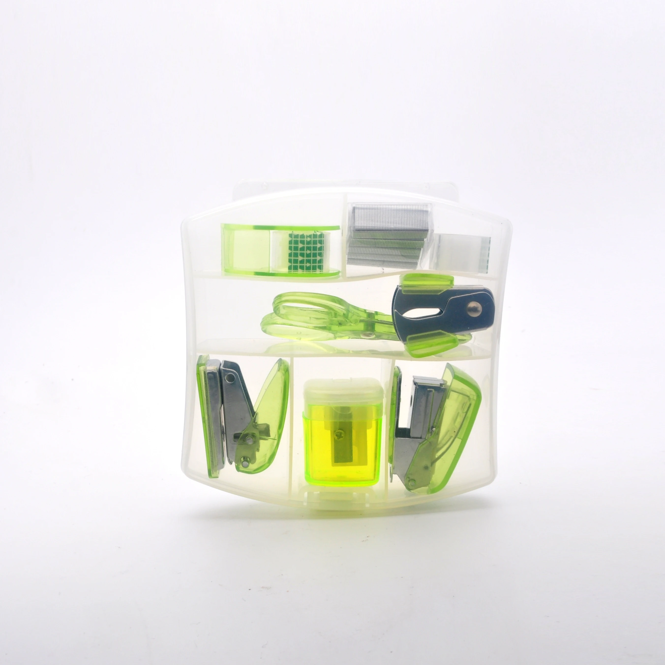 Wholesale 4 in 1 Plastic Box Mini Office Stationery tool Gift Set Custom Logo