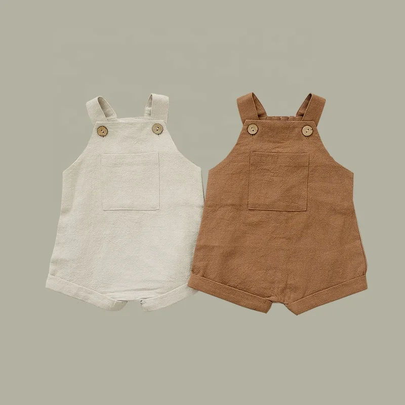 Baby Boy Overalls Shorts Linen Cotton Casual Plus Size Jumpsuits Playsuits Manufacturer Loungewear Unisex Baby Suspender Romper