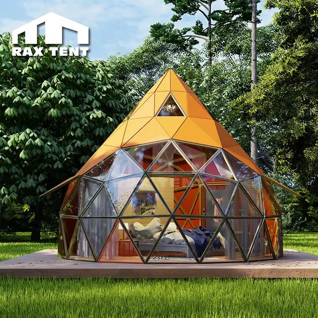 Luxury Geodesic Dome Tent for Glamping and Family Resort with Tempered Glass Bay Window