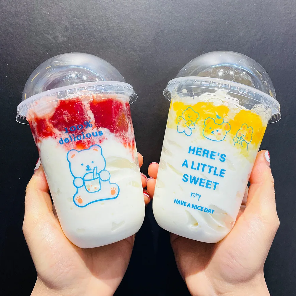 Disposable 95mm 12oz 16oz 24oz U Shape Cups PP Blistering Juice Boba Bubble Milk Tea Clear Soft Plastic Cup With Lid