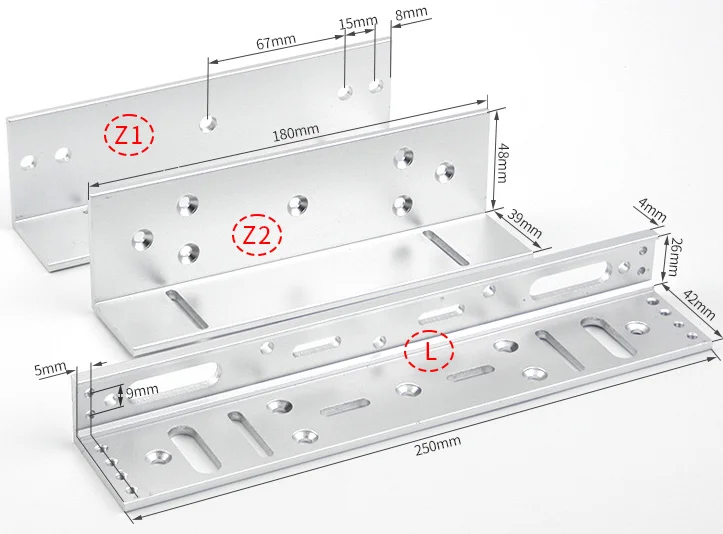 High Strength Aluminum 180/280/380/500kgZL Magnetic Lock Bracket For Wooden Door