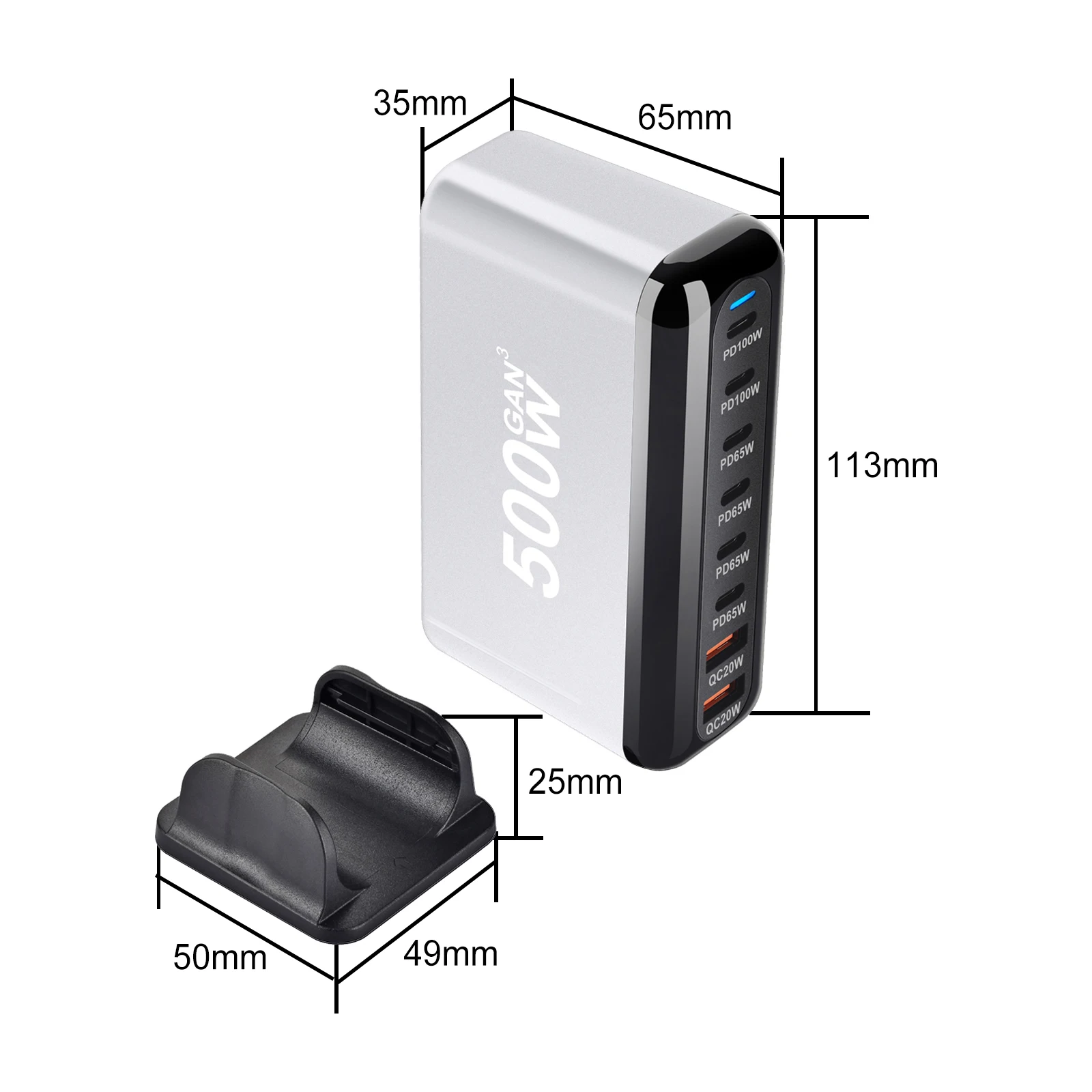 Прямая поставка товаров 2024 500 Вт ноутбук Gan мобильный боковой стол Usb быстрое зарядное устройство адаптеры для ноутбука телефон Тип C