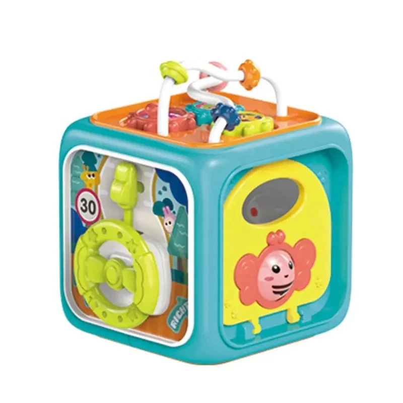 6 In 1 Early Educational Intelligent Multi-function Infant Game Box Activity Cube Learning Musical Baby Toys For Kids
