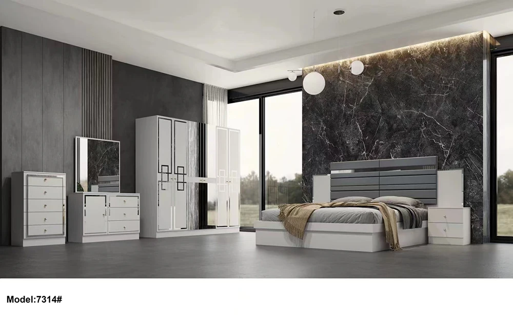 Mirrored Classic Wooden Beds Full Mirror King Size Furniture Cheap Modern Royal Italian Luxury Queen Sets Bedroom Set