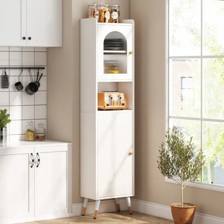 Freestanding Linen Cabinet Built with 0.59' thick high-quality environmentally premium MDF practical tall bathroom cabinet