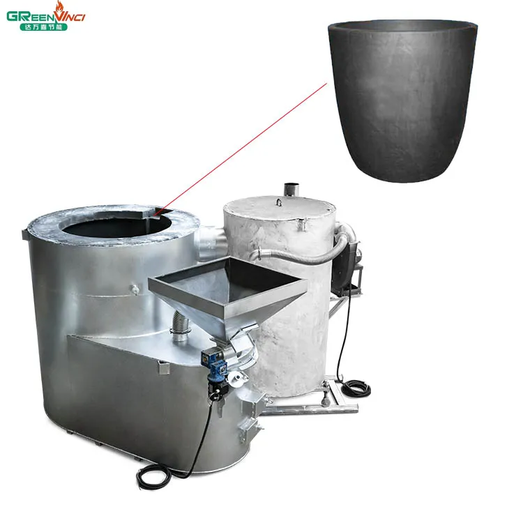 Greenvinci heat preservation melting aluminum alloy zinc stannum copper plumbum cadmium wood pellet 2T metal melting furnace