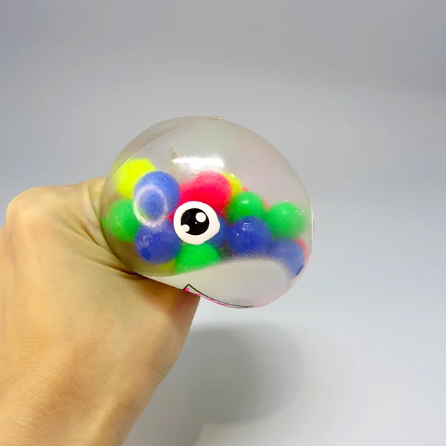 Clear Shark Rainbow Beads Squishy Slime Squishy Trendy Tpr Squeeze Toys With Color Beads