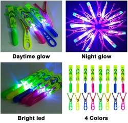 Slingshot Copters Amazing Arrow Helicopter Outdoor Game Glow Supplies for Kids Rocket Slingshot Flying Copters