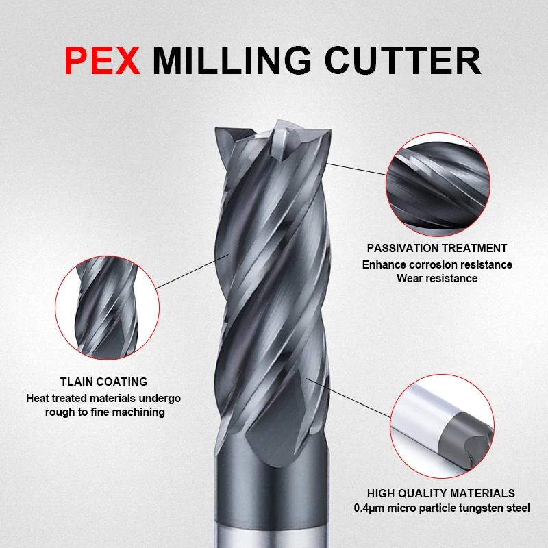ZHY high quality Metal Machineries CNC Solid Carbide Milling Cutters 55 degree 4 Flutes End Mill