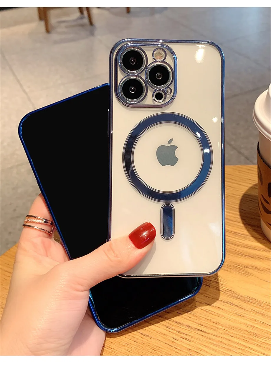 Противоударный прозрачный Магнитный чехол для iPhone 13 magsafing с поддержкой беспроводной зарядки чехлы телефонов iphone 11