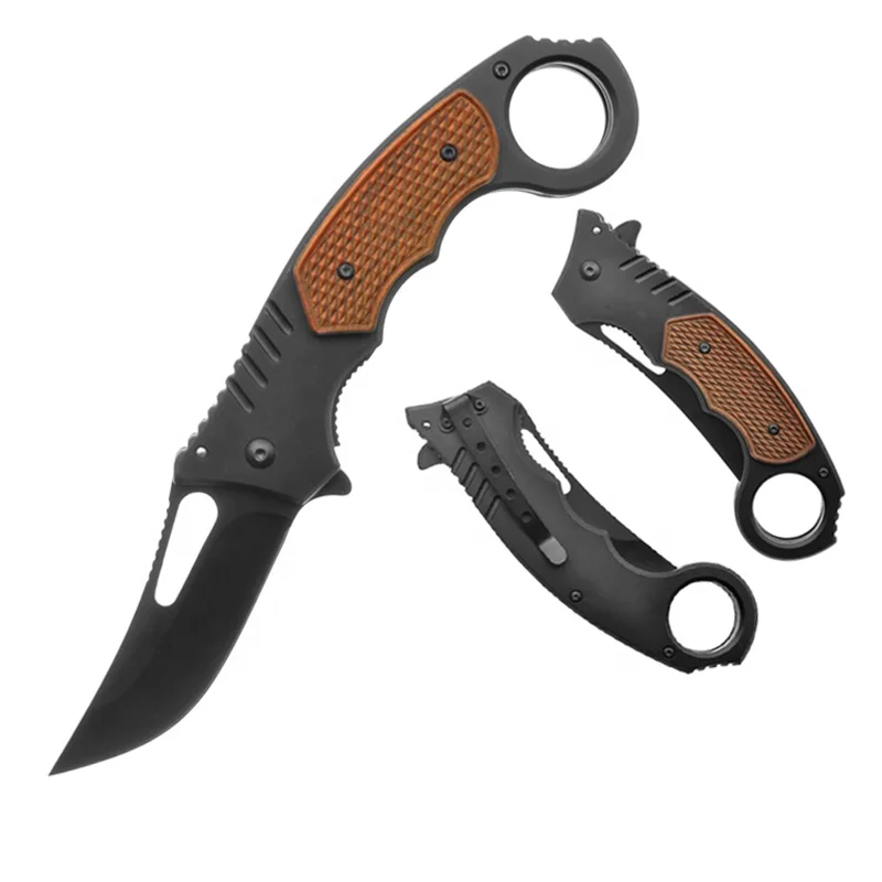 
High quality custom folding switch blade small survival comping pocket knife with hook 