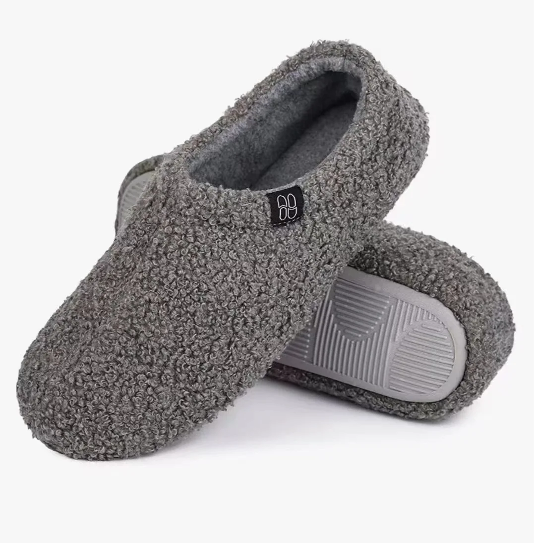Best seller Curly Fur Memory Foam Slippers with Polar Fleece Lining Indoor Flat Slippers Shoes Home Men Women Soft Slippers shoe