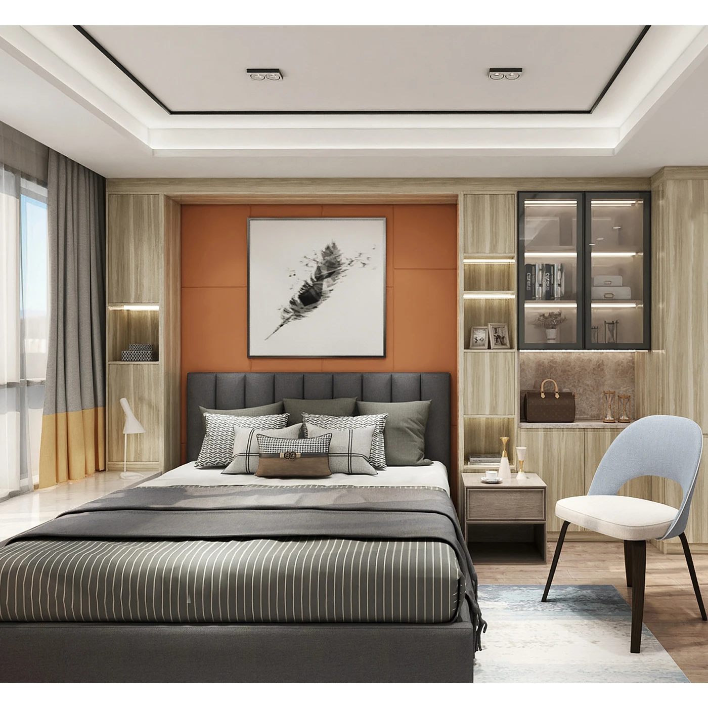 Modern european home king size solid wood furniture set luxury bedroom furniture sets