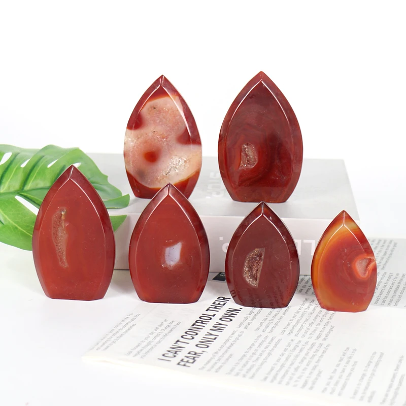 Wholesale Price Red GemStone Healing Stones Polished Carnelian Flame Cloud heart Druzy Geode For Ornament