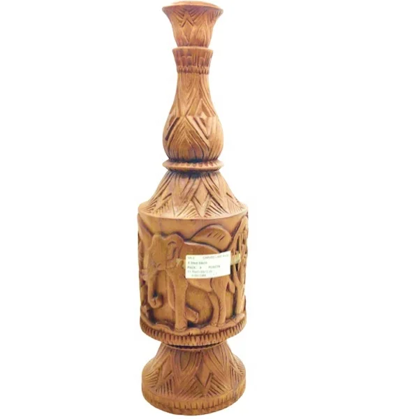 Natree carving vase candle holder kitchenware Cookware wood carving vases for home decor